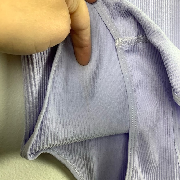 UO Bungee Strap Ribbed Bodysuit in Lilac Purple - Picture 7 of 7